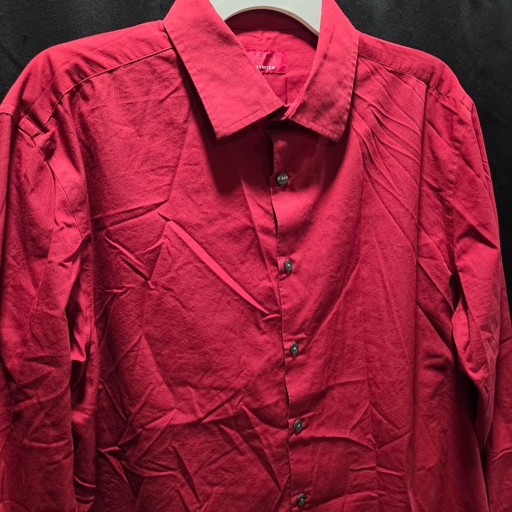 Alfani Slim Fit Stretch Long Sleeve Dress Career Formal Modern Sz XL Red Shirt